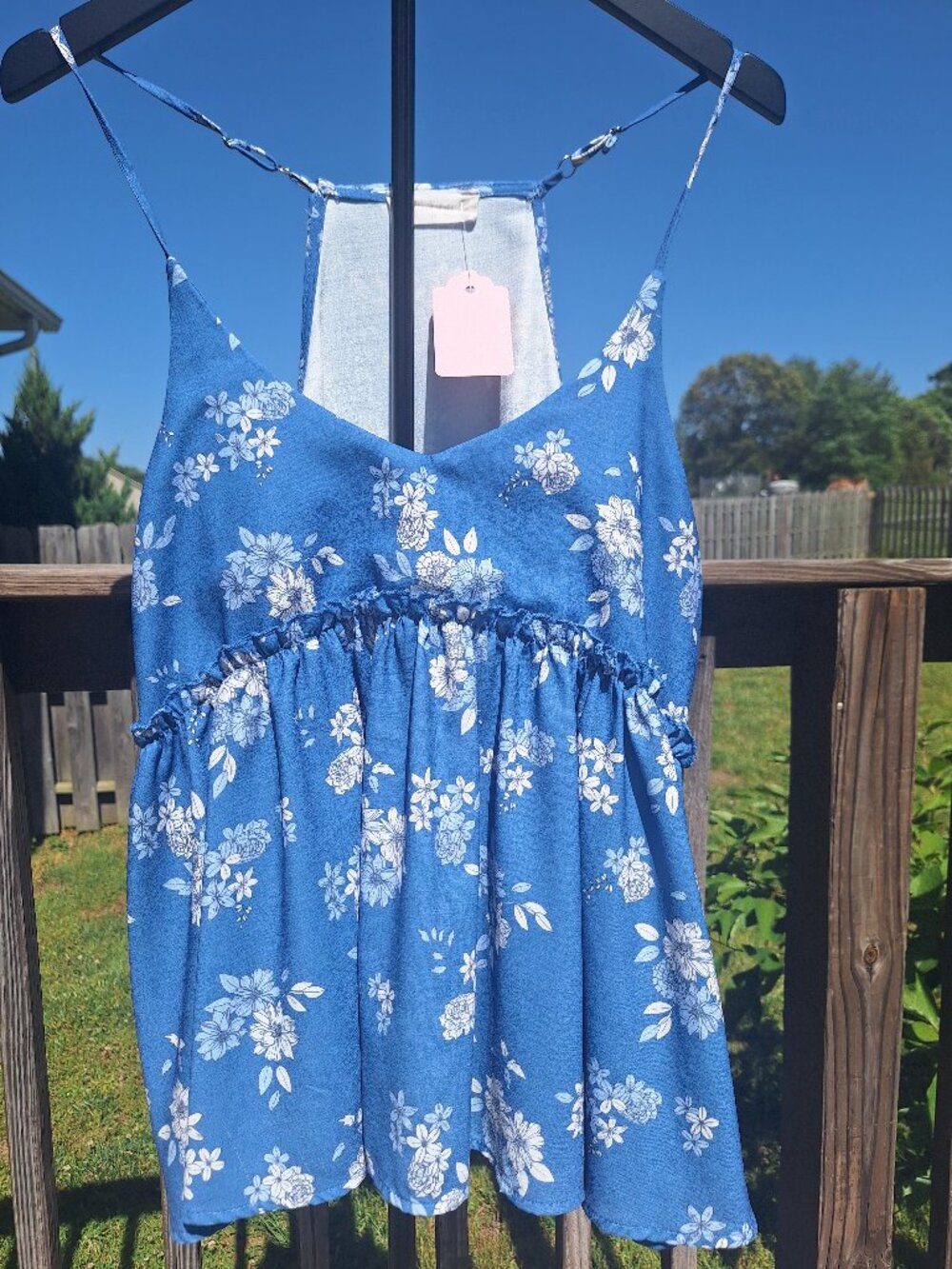 Cottagecore Coquette Style Blue Ditsy Floral Camisole Sz M